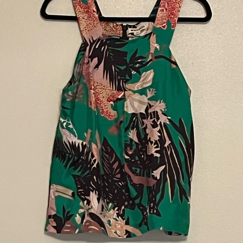 Whistles SilK Kelly Green Patterned Top